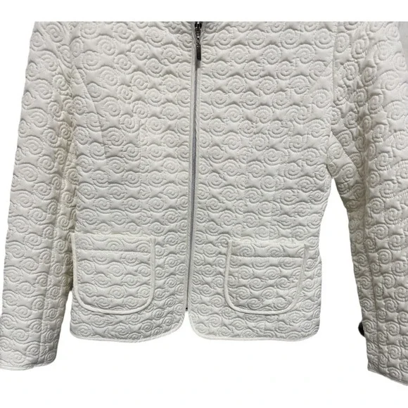 Gallery White Quilted Puffer Style Lightweight Jacket Rose Print Size medium - Picture 3 of 6